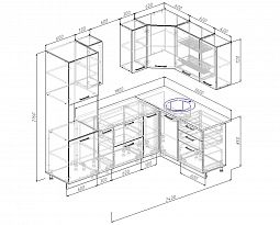 Угловой кухонный гарнитур "Антрацит" 2400*1600 мм