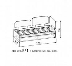 Кровать детская КР1 "Космо" ЛДСП с ящиком