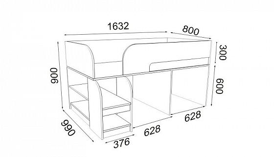 Кровать-чердак Астра 9/1 Щенок - Кровать чердак Астра 9/1 Щенок - схема