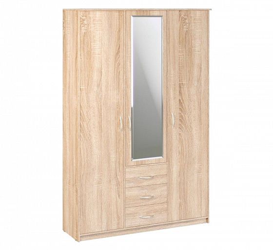 Шкаф комбинированный "Дуэт Люкс" с зеркалом - Цвет: Дуб Сонома светлый