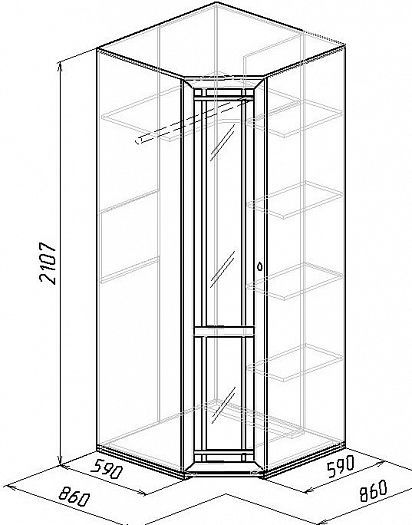 Шкаф угловой 10 "Sherlock" (Шерлок) Фасад Стандарт - Схема