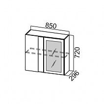 Шкаф навесной 850/720 угловой со стеклом "Волна" Ш850ус/720