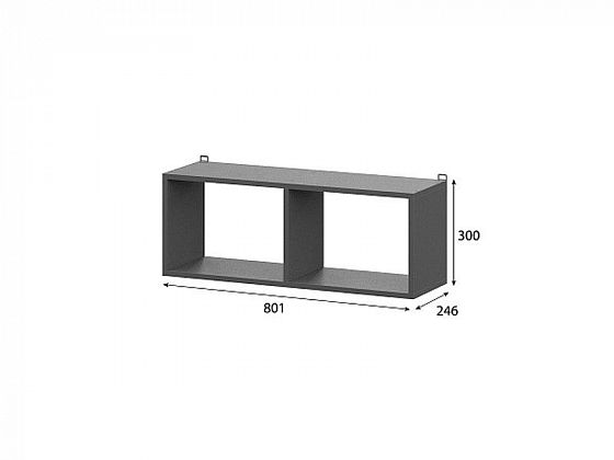 Полка книжная "Денвер" - Размеры, цвет: Графит