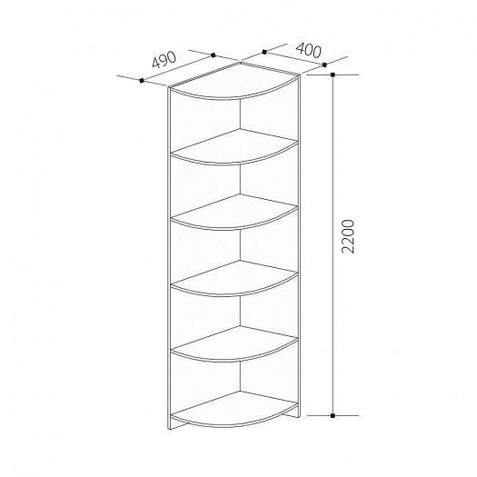 Стеллаж угловой с сегментом ЛДСП "Визит-16" Арт. VIP-4 - Схема