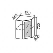 Шкаф навесной 550/720 угловой со стеклом "Волна" Ш550ус/720