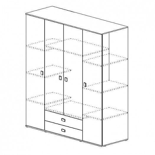 Шкаф для одежды и белья "Бэлла" с зеркалом - Шкаф для одежды и белья "Бэлла" с зеркалом, схема