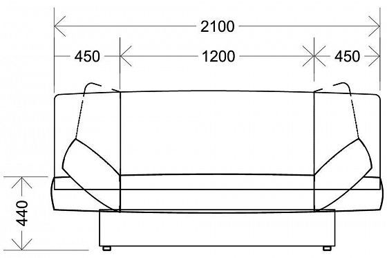Диван "Матильда New" - Диван "Матильда New", Темпо 9/Темпо 10 (микророгожка), схема спереди