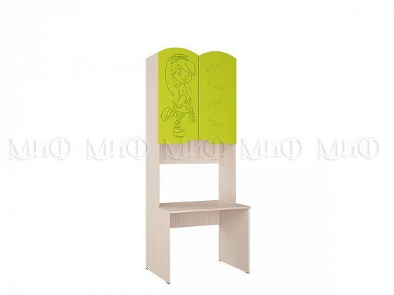 Стол с надстройкой "Юниор-3" (Мульт) - Цвет: Дуб Беленый/Лайм