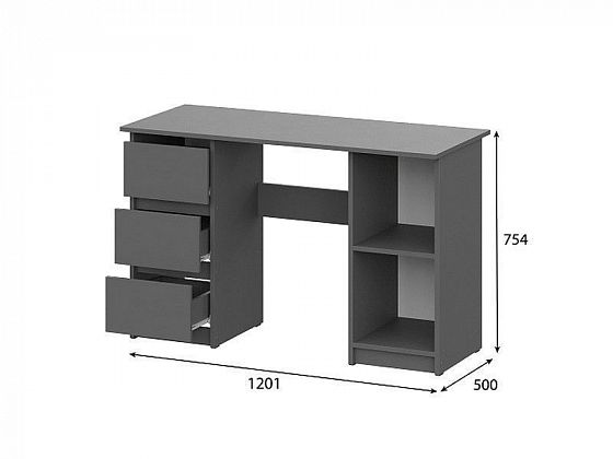 Стол письменный "Денвер" 1200 мм - Размеры, цвет: Графит