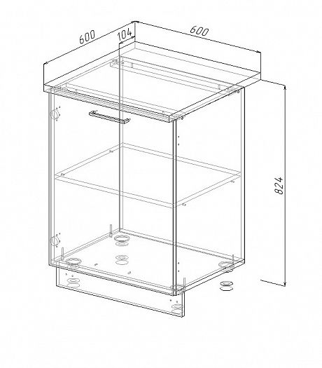 Модуль нижний "Гранж" Арт. МН 60 (без столешницы) - схема