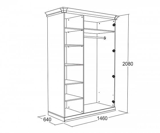 Шкаф 3-х дверный для одежды и белья "Ольга-18" - Схема