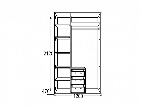 Шкаф трехстворчатый "Александра-4" - Схема