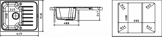 Мойка врезная "Таис-615" Арт. 20.235.А0615 - Мойка врезная "Таис-615" - схема