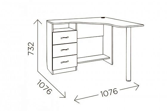 Стол угловой "Доминик" М16 - Размеры