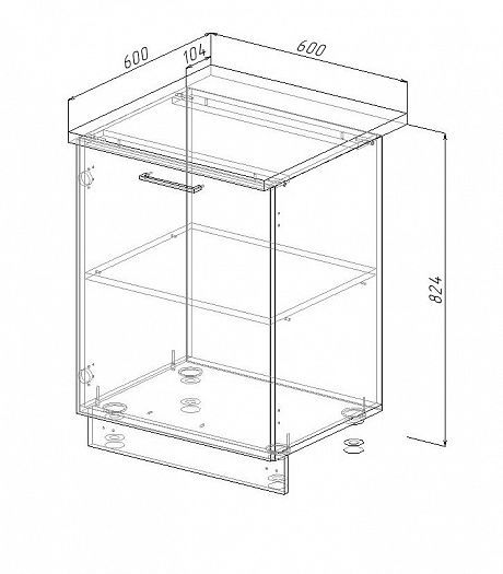 Модуль нижний "Латте" Арт. МН 60 (без столешницы) - схема