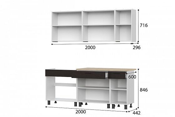 Кухонный гарнитур "КГ-2" (2000 мм) серия 2 (NN-Мебель), схема