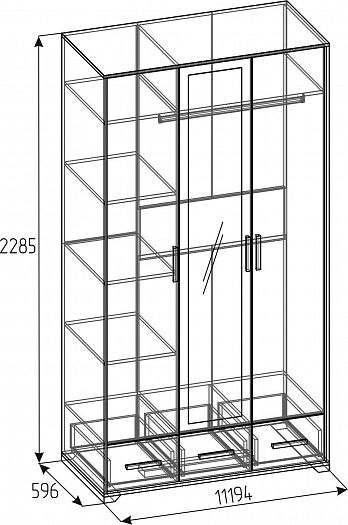 Шкаф для одежды и белья 444 "Айрис" - Схема