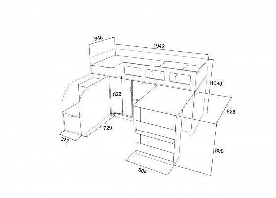 Кровать-чердак Астра 8 - Кровать чердак Астра 8 - схема