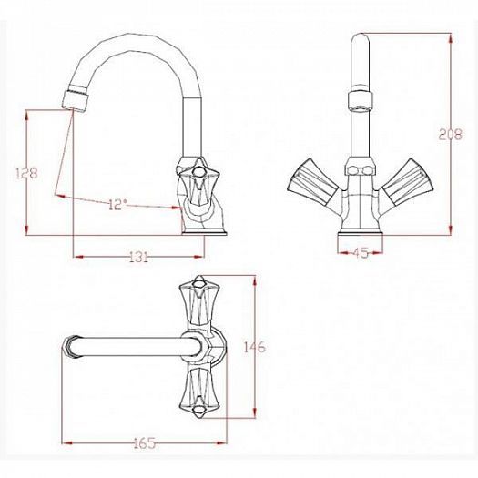 Смеситель для умывальника "Кристалл" Z2106 - Смеситель для умывальника Кристалл Z2106 - размеры
