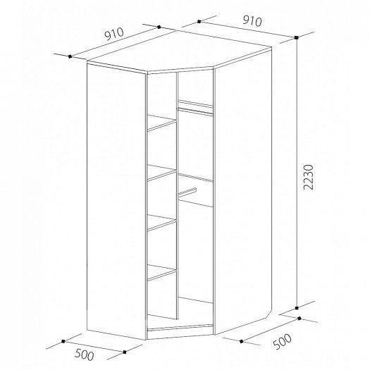 Шкаф угловой "Ивушка-10" Прованс - Схема