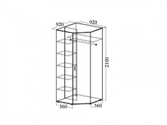 Шкаф угловой с зеркалом "Венеция 9" - Шкаф угловой с зеркалом "Венеция 9", схема