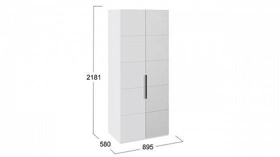 Шкаф для одежды с 1-й глухой и 1-й зеркальной правой дверями "Наоми" - размеры
