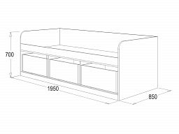 Кровать-8 "Фант" с тремя ящиками МДФ