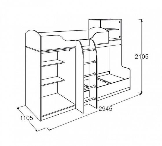 Кровать двухъярусная "Омега-18" №2 - Схема