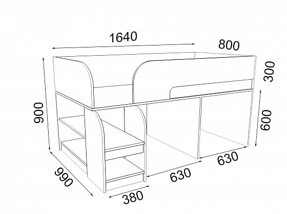 Кровать-чердак Астра 9/5 - Кровать чердак Астра 9/5 - схема
