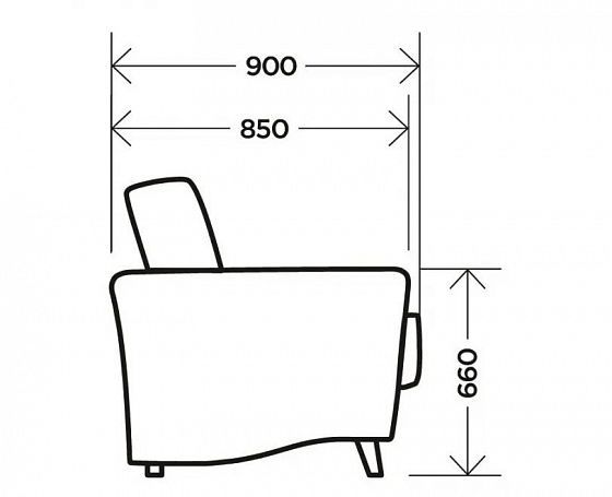 Диван "Клементина" - Диван "Клементина", Темпо 8 (микророгожка), схема сбоку