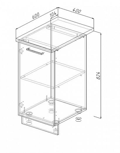 Модуль нижний "Лофт" Арт. МН 40 (без столешницы) - схема
