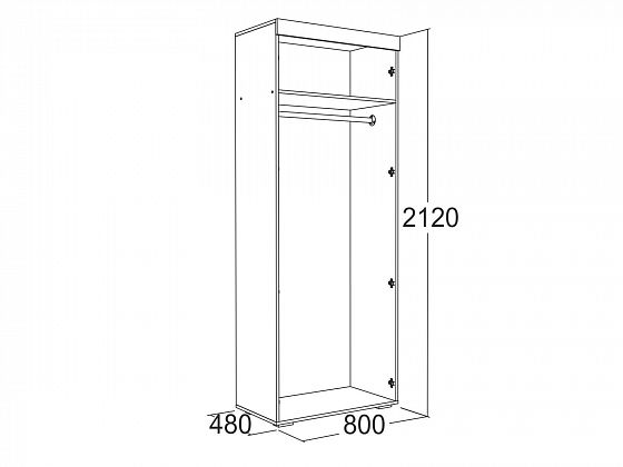 Шкаф 2-х дверный для одежды "Ольга-19" - Шкаф 2-х дверный для одежды "Ольга-19" - схема