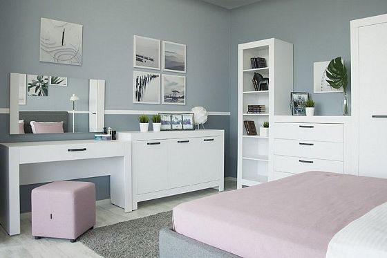 Модульная спальня "Норвегия" - Стеллаж, цвет: Белый