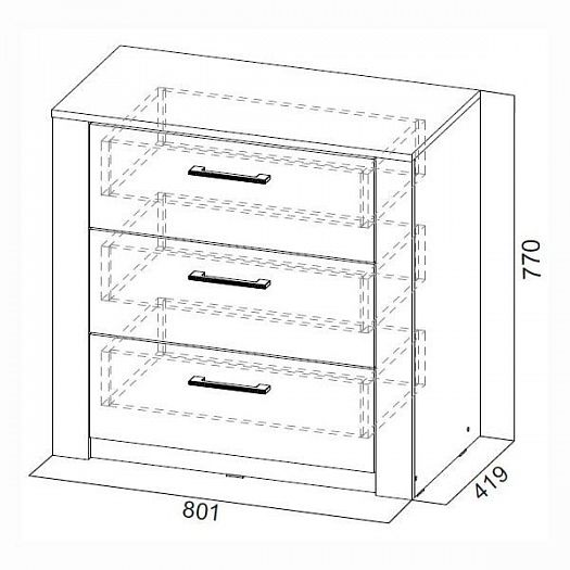 Комод "Гамма 20" с 3 ящиками (серия №4) - - схема