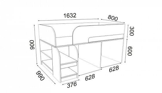 Кровать-чердак Астра 9/1 Тигренок - Кровать чердак Астра 9/1 Тигренок - схема