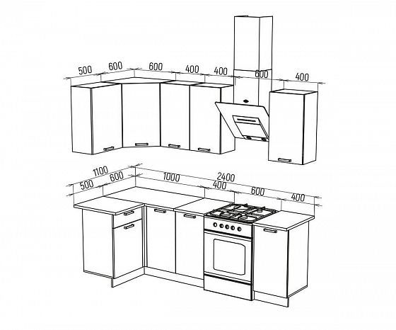 Кухня угловая "Техно" 1800*1100 мм Софт Компоновка №6 - Схема